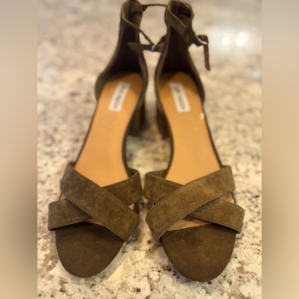 Steve Madden Olive Green Suede Ankle Strap Heels